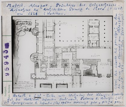 Vorschaubild Madrid, Alcázar: Grundriss des Erdgeschosses von 1626, Südwestecke 